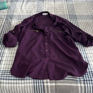 Calvin Klein Deep Purple Casual Button Down Shirt